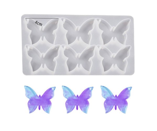 Epoksi Çoklu Kelebek Anahtarlık Kalıbı Kelebek Kolye Kalıbı Silikon 4cm