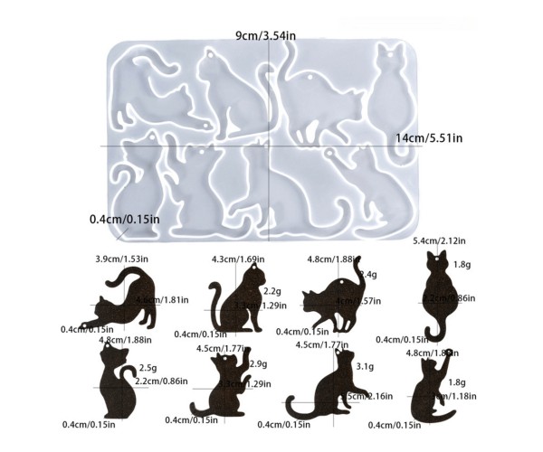 Epoksi Kedi Kalıbı Kedi Anahtarlık Kalıbı Kedicik Kalıbı Silikon GT9652