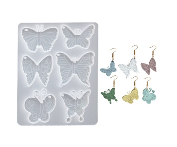 Epoksi Kelebek Kalıbı Anahtarlık Kelebek Kalıbı Kolye Küpe Kelebek Kalıbı Silikon GT9658