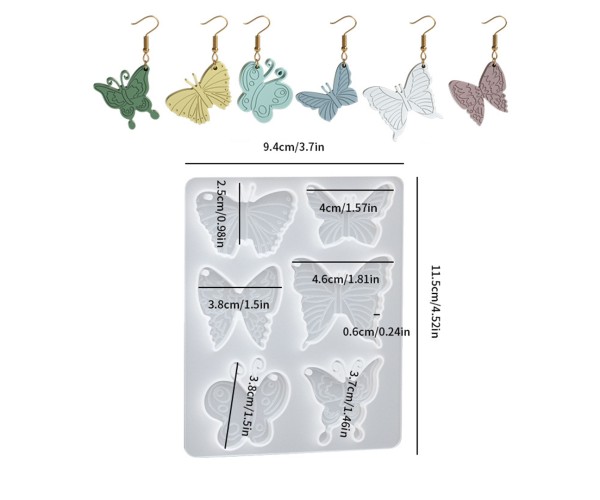 Epoksi Kelebek Kalıbı Anahtarlık Kelebek Kalıbı Kolye Küpe Kelebek Kalıbı Silikon GT9658