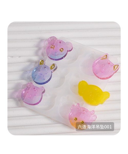 Epoksi Kabartmalı Hayvanlar Kalıbı Köpek Taşvan Fil Kedi Anahtarlık Kalıbı Silikon GT9656