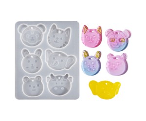 Epoksi Kabartmalı Hayvanlar Kalıbı Köpek Taşvan Fil Kedi Anahtarlık Kalıbı Silikon GT9656