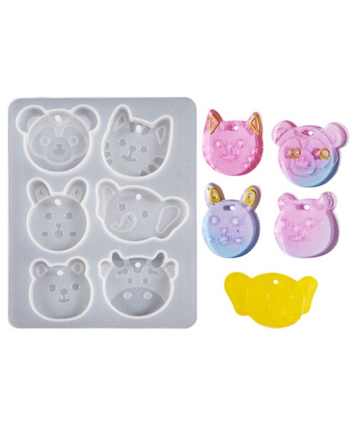 Epoksi Kabartmalı Hayvanlar Kalıbı Köpek Taşvan Fil Kedi Anahtarlık Kalıbı Silikon GT9656