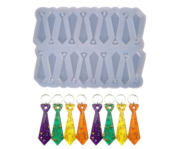 Epoksi Çoklu Kravat Kalıbı Kravat Anahtarlık Kalıbı Kolye Küpe Kalıbı Silikon 3.8x1.1cm