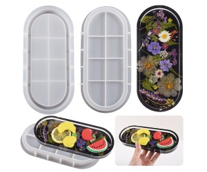 Epoksi Oval Tabak Kalıbı Taş Tozu Tabak Kalıbı Alçı Tabak Kalıbı Silikon 23x9.5cm
