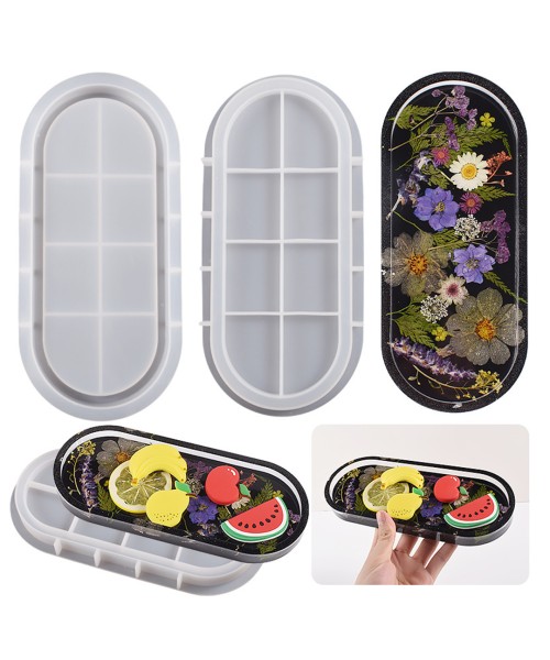 Epoksi Oval Tabak Kalıbı Taş Tozu Tabak Kalıbı Alçı Tabak Kalıbı Silikon 23x9.5cm
