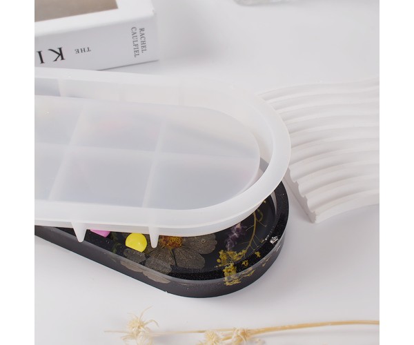 Epoksi Oval Tabak Kalıbı Taş Tozu Tabak Kalıbı Alçı Tabak Kalıbı Silikon 23x9.5cm