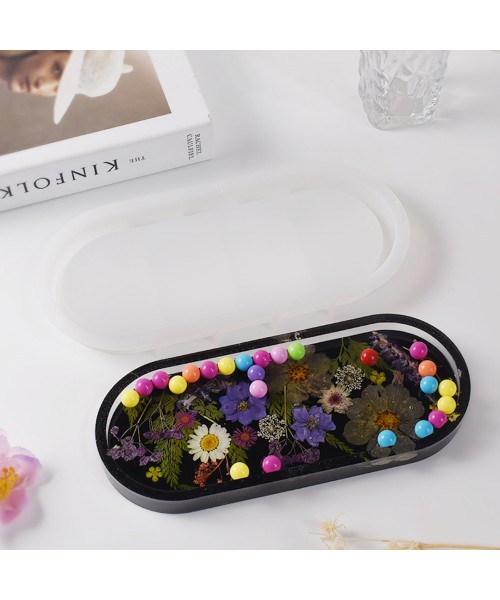 Epoksi Oval Tabak Kalıbı Taş Tozu Tabak Kalıbı Alçı Tabak Kalıbı Silikon 23x9.5cm