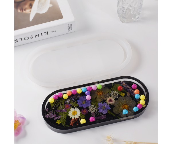 Epoksi Oval Tabak Kalıbı Taş Tozu Tabak Kalıbı Alçı Tabak Kalıbı Silikon 23x9.5cm