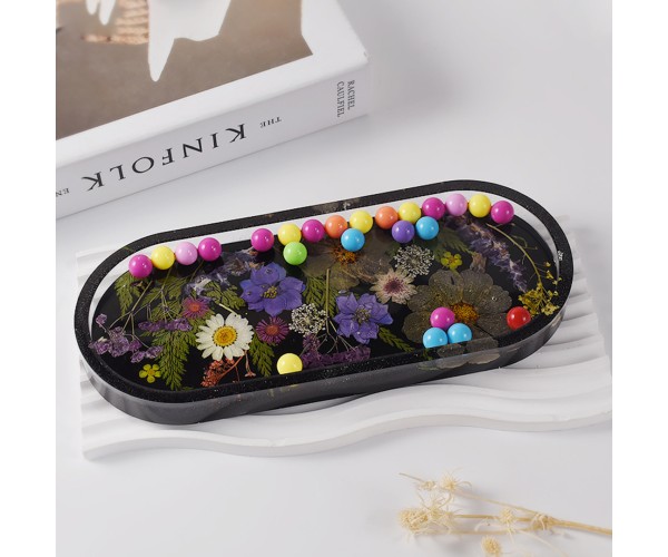 Epoksi Oval Tabak Kalıbı Taş Tozu Tabak Kalıbı Alçı Tabak Kalıbı Silikon 23x9.5cm