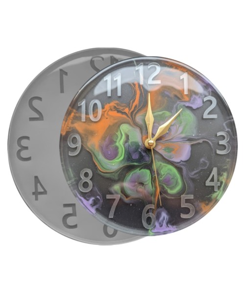 Epoksi Saat Kalıbı Taş Tozu Saat Kalıbı Düz Rakam Saat Kalıbı 25x25cm