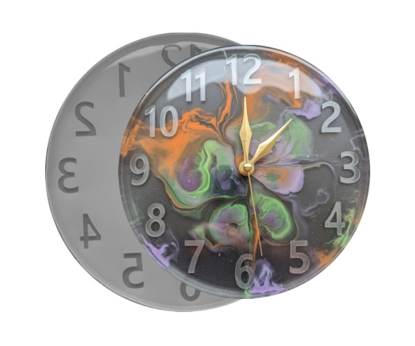 Epoksi Saat Kalıbı Taş Tozu Saat Kalıbı Düz Rakam Saat Kalıbı 25x25cm