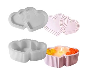 Epoksi Kalp Mumluk Kalıbı Taş Tozu Takı Kutusu Evli Çift Kalp Kalıbı Silikon 16x9.7x4.9cm