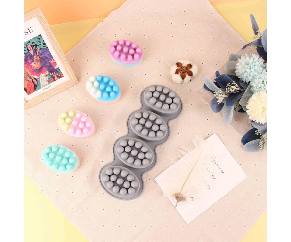 Sabun Kalıbı Oval Masaj Sabunu Kalıbı Tırtıklı Masaj Terafi Sabun Kalıbı Silikon 8.5x5.9x4.5cm