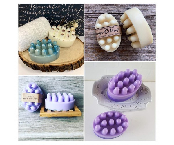 Sabun Kalıbı Oval Masaj Sabunu Kalıbı Tırtıklı Masaj Terafi Sabun Kalıbı Silikon 8.5x5.9x4.5cm