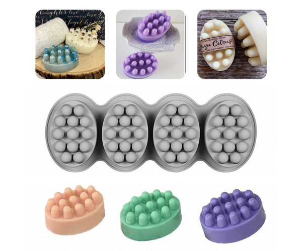 Sabun Kalıbı Oval Masaj Sabunu Kalıbı Tırtıklı Masaj Terafi Sabun Kalıbı Silikon 8.5x5.9x4.5cm