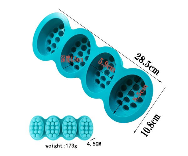 Sabun Kalıbı Oval Masaj Sabunu Kalıbı Tırtıklı Masaj Terafi Sabun Kalıbı Silikon 8.5x5.9x4.5cm