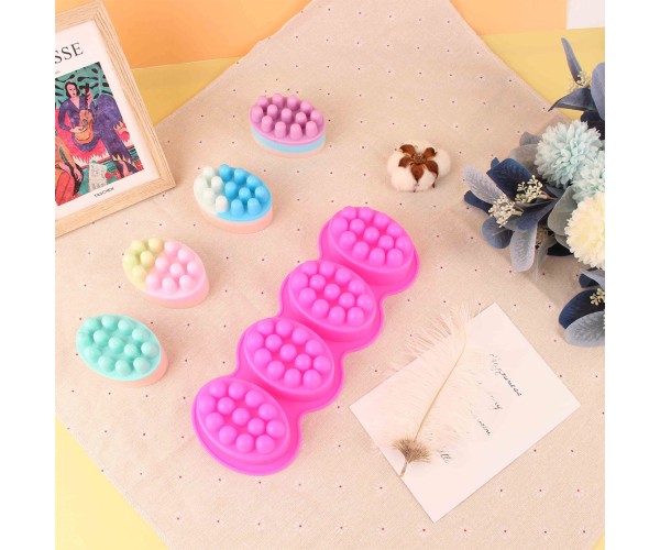 Sabun Kalıbı Oval Masaj Sabunu Kalıbı Tırtıklı Masaj Terafi Sabun Kalıbı Silikon 8.5x5.9x4.5cm