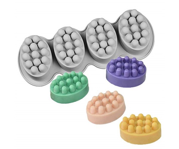 Sabun Kalıbı Oval Masaj Sabunu Kalıbı Tırtıklı Masaj Terafi Sabun Kalıbı Silikon 8.5x5.9x4.5cm