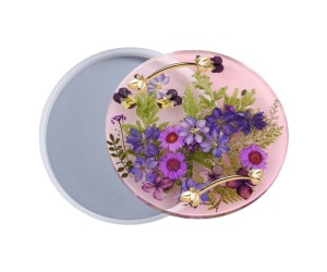 Epoksi Yuvarlak Tepsi Kalıbı Damat Tepsisi Kalıbı Silikon 18x18cm