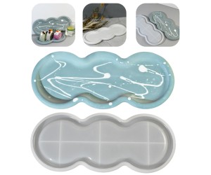 Epoksi Tabak Kalıbı Oval Taş Tozu Tabak Kalıbı Taş Tozu Tabak Kalıbı Silikon 29x12cm