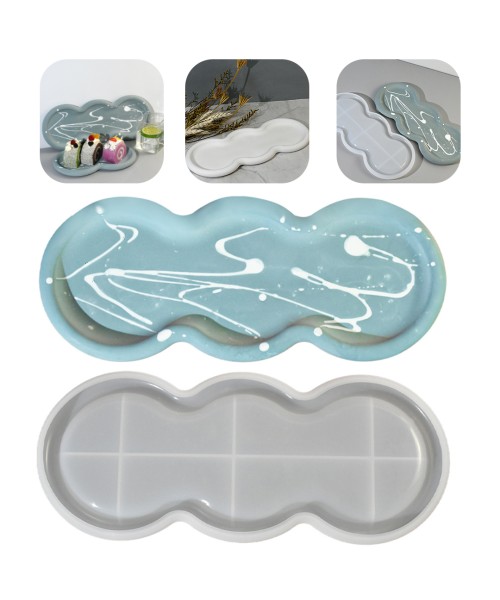 Epoksi Tabak Kalıbı Oval Taş Tozu Tabak Kalıbı Taş Tozu Tabak Kalıbı Silikon 29x12cm