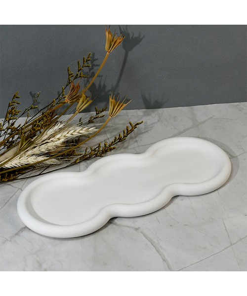 Epoksi Tabak Kalıbı Oval Taş Tozu Tabak Kalıbı Taş Tozu Tabak Kalıbı Silikon 29x12cm