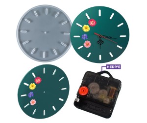 Epoksi Saat Kalıbı Duvar Saat Kalıbı Silikon 33x33cm - Mekanizma Hediyeli