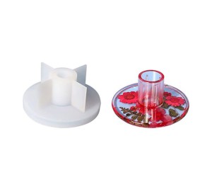 Şamdan Altı Kalıbı Şamdan Tutucu Kalıbı Taş Tozu Şamdan Altı Kalıbı Silikon 8.4x3.9cm