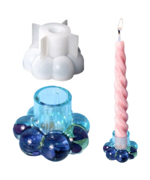 Şamdan Altı Kalıbı Şamdan Tutucu Bubble Taş Tozu Şamdan Altı Kalıbı Silikon 6x4cm