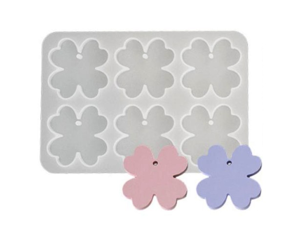 Epoksi Yonca Kalıbı Yonca Anahtarlık Kalıbı Kolye Yonca Kalıbı Silikon 4.3x4.3cm