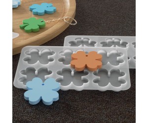 Epoksi Yonca Kalıbı Yonca Anahtarlık Kalıbı Kolye Yonca Kalıbı Silikon 4.3x4.3cm