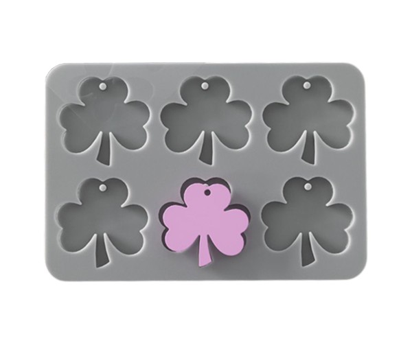 Epoksi Yonca Kalıbı Yonca Anahtarlık Kalıbı Kolye Yonca Kalıbı Silikon 4.1x3.9cm