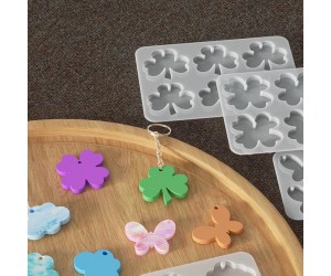 Epoksi Yonca Kalıbı Yonca Anahtarlık Kalıbı Kolye Yonca Kalıbı Silikon 4.1x3.9cm