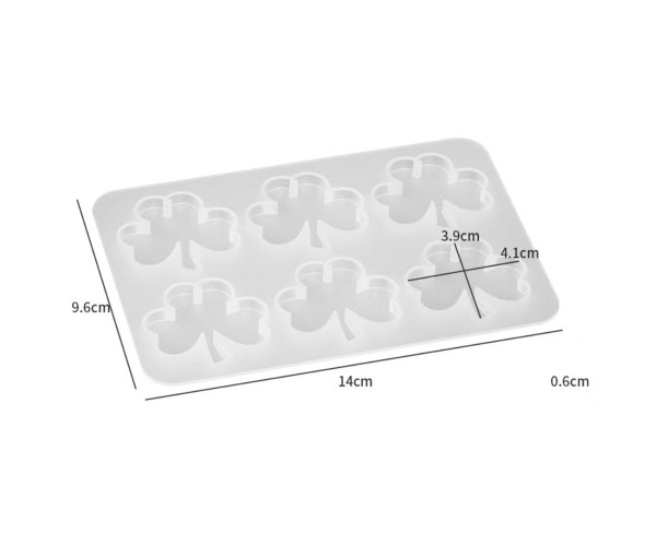 Epoksi Yonca Kalıbı Yonca Anahtarlık Kalıbı Kolye Yonca Kalıbı Silikon 4.1x3.9cm