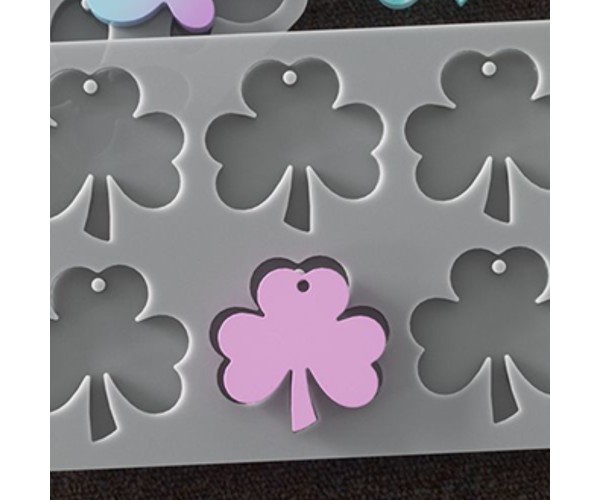 Epoksi Yonca Kalıbı Yonca Anahtarlık Kalıbı Kolye Yonca Kalıbı Silikon 4.1x3.9cm