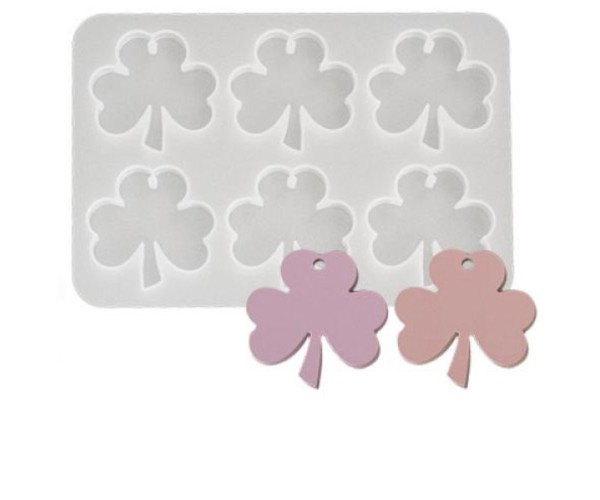 Epoksi Yonca Kalıbı Yonca Anahtarlık Kalıbı Kolye Yonca Kalıbı Silikon 4.1x3.9cm