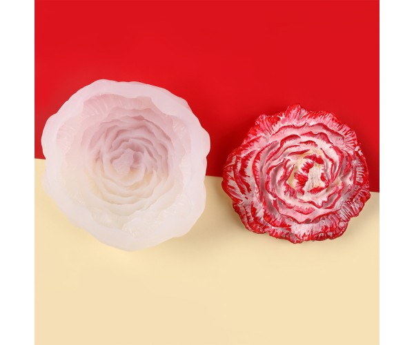 Epoksi Gül Kalıbı Mum Gül Kalıbı Şakayık Kalıbı Taş Tozu Gül Kalıbı Silikon 8.5x3.5cm GT9684