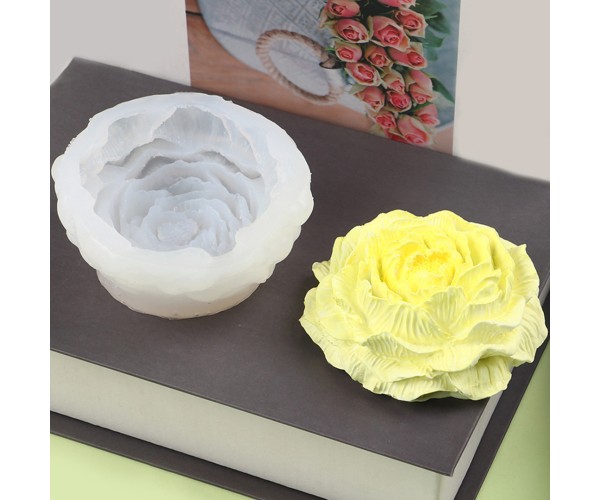 Epoksi Gül Kalıbı Mum Gül Kalıbı Şakayık Kalıbı Taş Tozu Gül Kalıbı Silikon 8.5x3.5cm GT9684