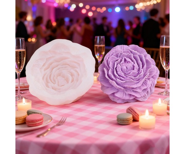 Epoksi Gül Kalıbı Mum Gül Kalıbı Şakayık Kalıbı Taş Tozu Gül Kalıbı Silikon 8.5x3.5cm GT9684