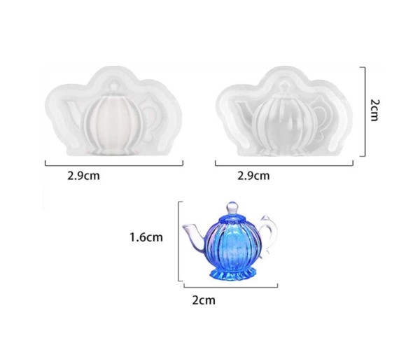 Epoksi Çaydanlık Kalıbı 3D Minyatür Mini Boy Demlik Kalıbı Silikon 2x1.6cm