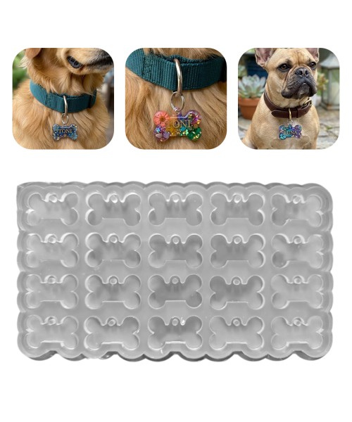 Epoksi Çoklu Tasma Kalıbı Kemik Tasma Kalıbı Köpek Tasma Kalıbı Silikon 4.1x2.5cm
