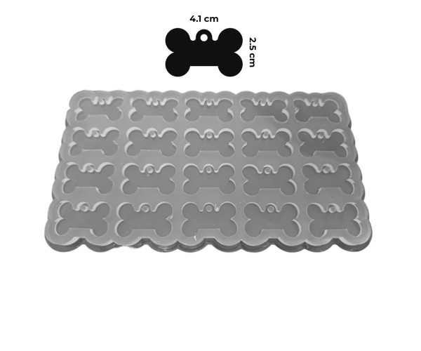 Epoksi Çoklu Tasma Kalıbı Kemik Tasma Kalıbı Köpek Tasma Kalıbı Silikon 4.1x2.5cm