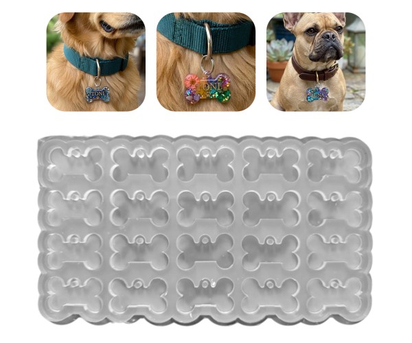 Epoksi Çoklu Tasma Kalıbı Kemik Tasma Kalıbı Köpek Tasma Kalıbı Silikon 4.8x2.8cm