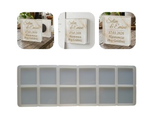 Epoksi Çoklu Kare Magnet Kalıbı Silikon 5x5cm