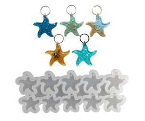 Epoksi Çoklu Deniz Yıldızı Kalıbı Deniz Yıldızı Anahtarlık Kalıbı Silikon 4.7x4.5cm