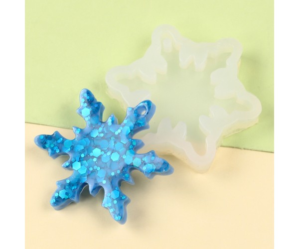 Epoksi Kar Tanesi Kalıbı Anahtarlık Kar Tanesi Kalıbı Silikon 5x5cm