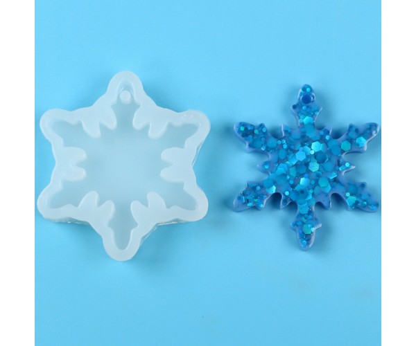 Epoksi Kar Tanesi Kalıbı Anahtarlık Kar Tanesi Kalıbı Silikon 5x5cm