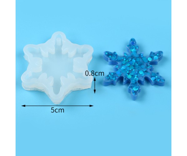 Epoksi Kar Tanesi Kalıbı Anahtarlık Kar Tanesi Kalıbı Silikon 5x5cm