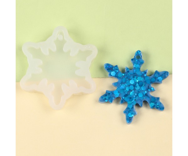 Epoksi Kar Tanesi Kalıbı Anahtarlık Kar Tanesi Kalıbı Silikon 5x5cm